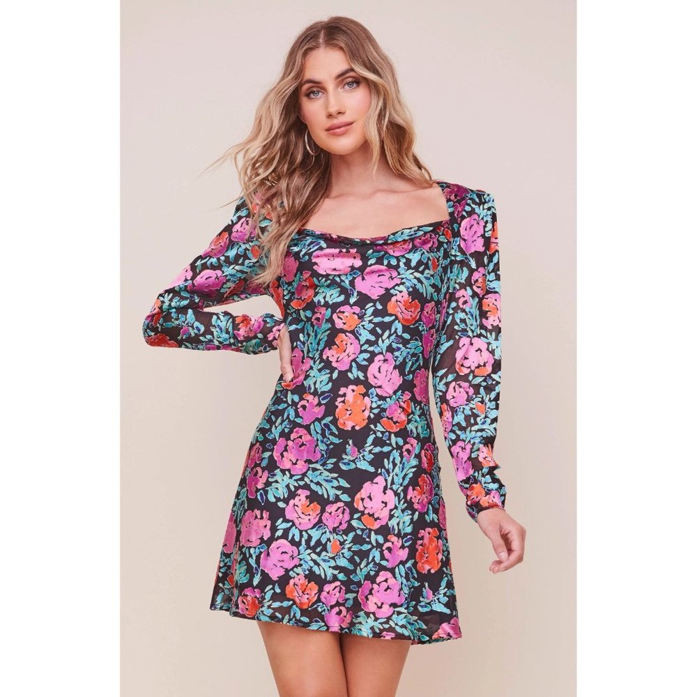 ASTR the Label Miriam Long Sleeve Floral Mini Dress XS